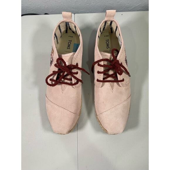 Toms Women's Bota Floral Embroider Blush Suede Booties Shoes Size 9.5 - Picture 4 of 8